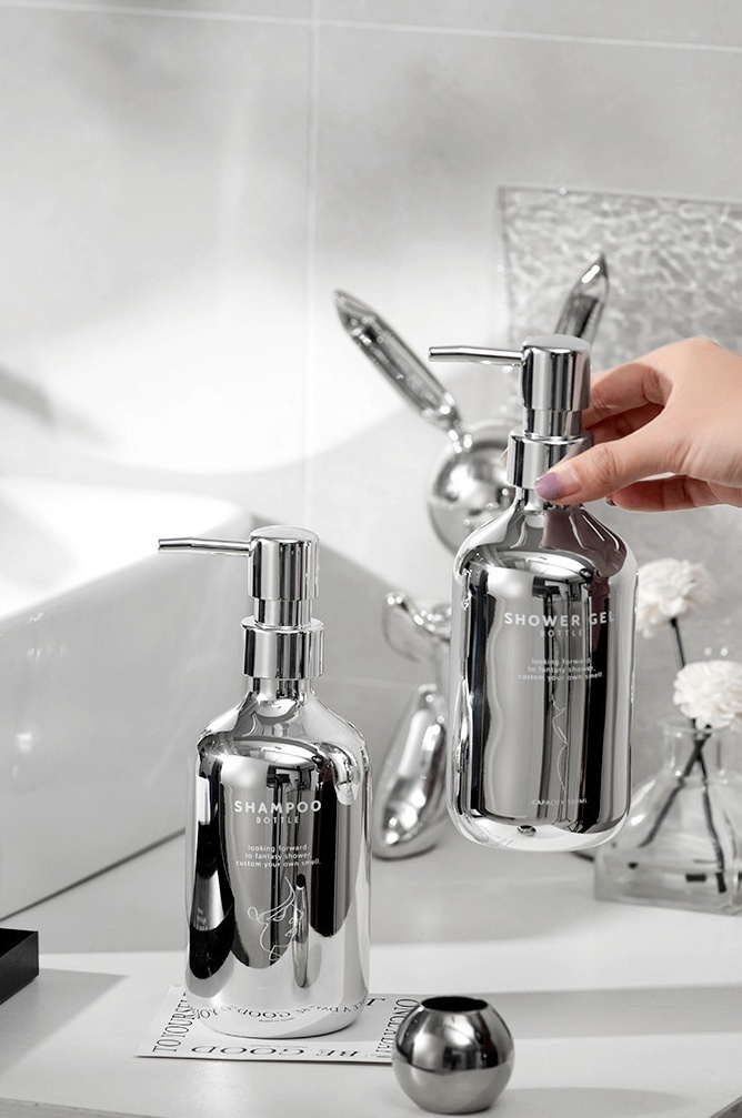 HomeArtique Bathroom Storage Sliver Grey Dispense Bottles