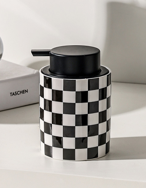 HomeArtique Bathroom Storage Checkerboard Grid Pressurized Dispensing Bottles