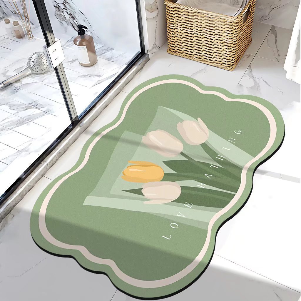 HomeArtique Bath Mats Green Diatomaceous Earth Absorbent Door Mat