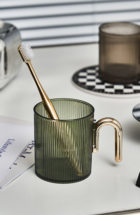 HomeArtique Mouthwash Cup Electroplated Handle Mouthwash Cup