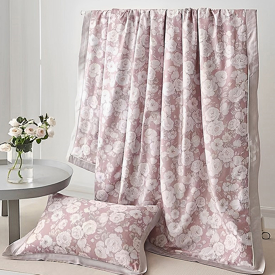 HomeArtique Summer Quilt Purple Flower Print Tencel Silk Quilt