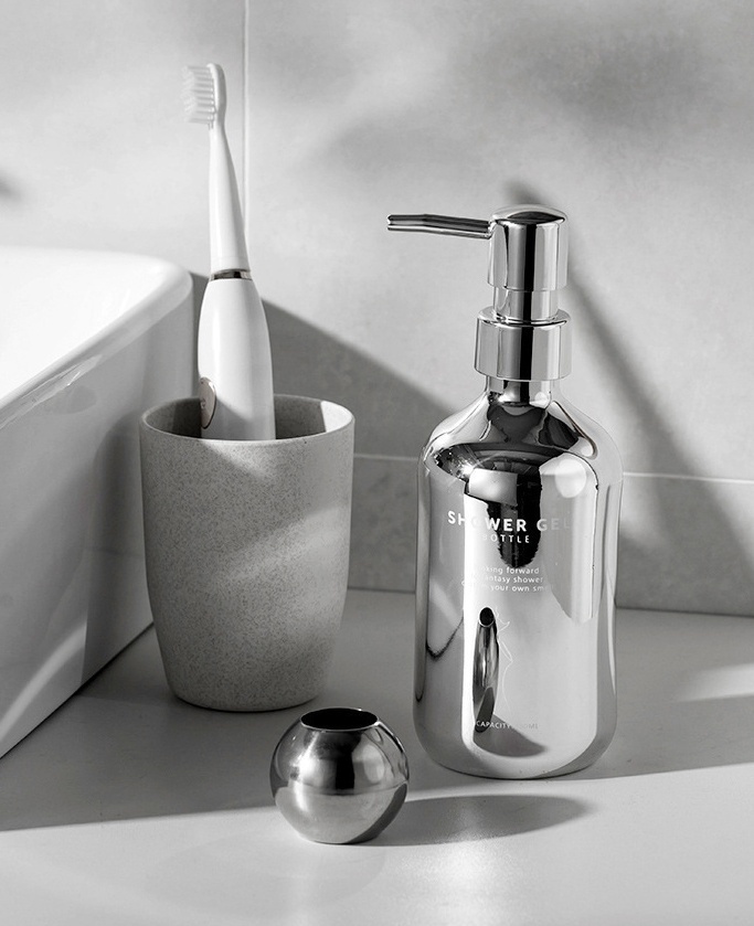 HomeArtique Bathroom Storage Sliver Grey Dispense Bottles