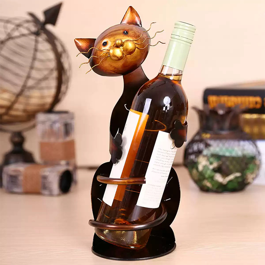 HomeArtique Wine Rank Cat Hug Ornament