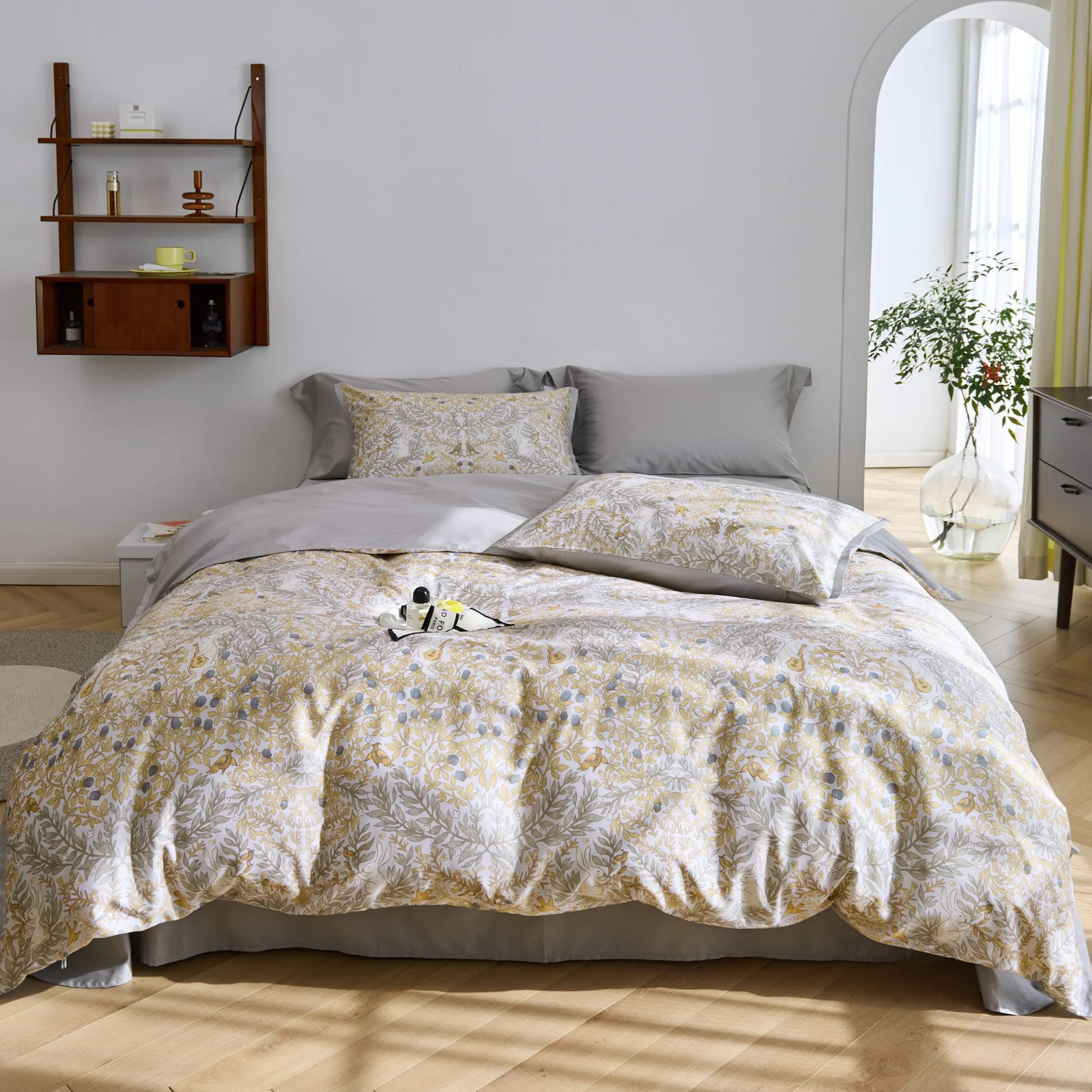 60 Long-staple Cotton Four Pieces Yellow Bedding Sets