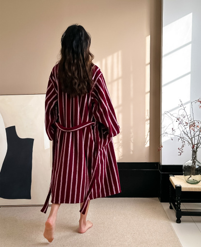 HomeArtique Home Wear Red Couple Long-staple Cotton Bathrobe