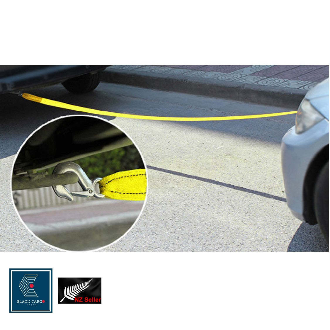 Heavy-Duty Vehicle Tow Strap Tow Rope with Hooks Recovery Rope 5Tons 4Meters