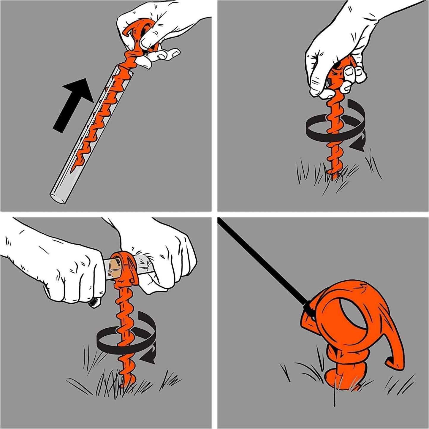 the Ultimate Ground Anchor | Small 4 Pack Tent Stakes | Made in USA (Orange)