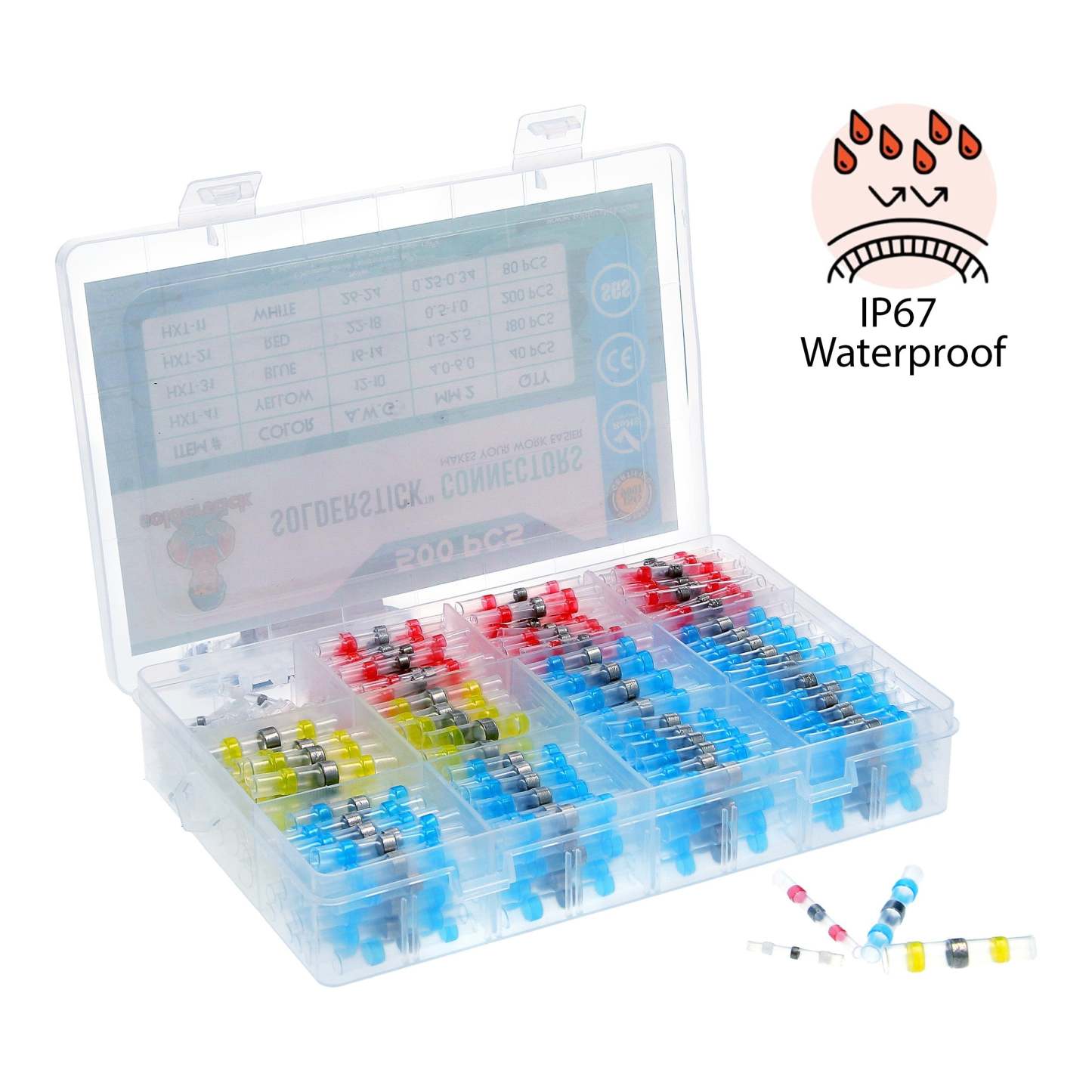 Waterproof solder wire connector set