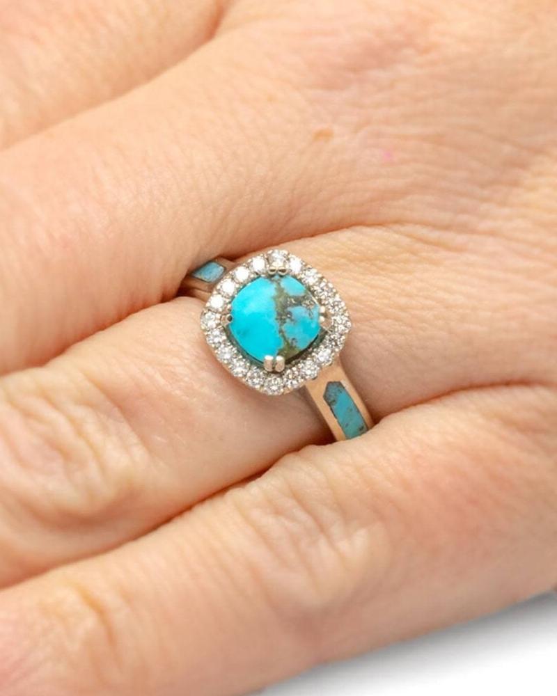 Vintage Silver Turquoise Rhinestone Ring
