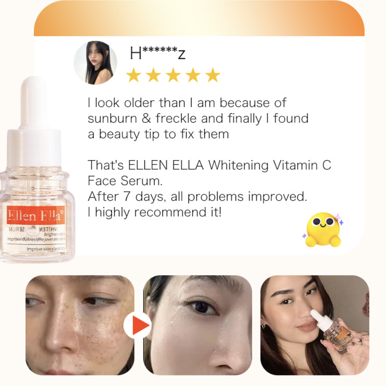 ELLEN ELLA Whitening Gold Vitamin C Face Serum 30ml 