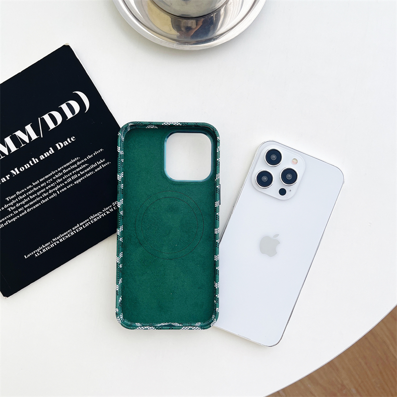 Green Goyard iPhone Case (Magsafe)