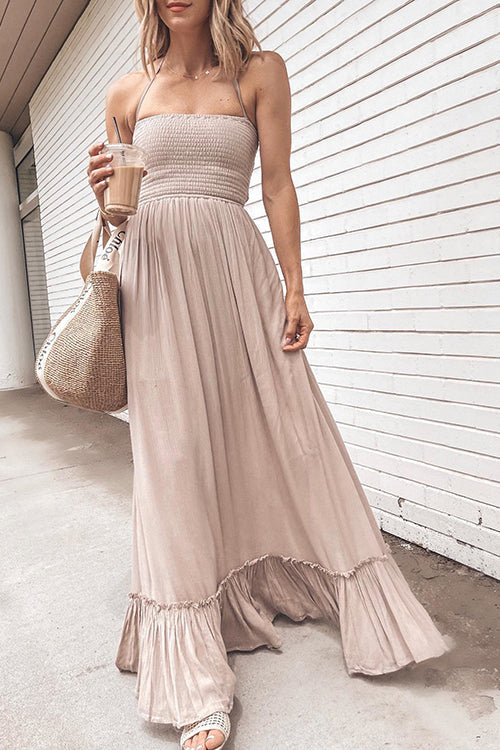 strappy back ruffle tiered maxi dress