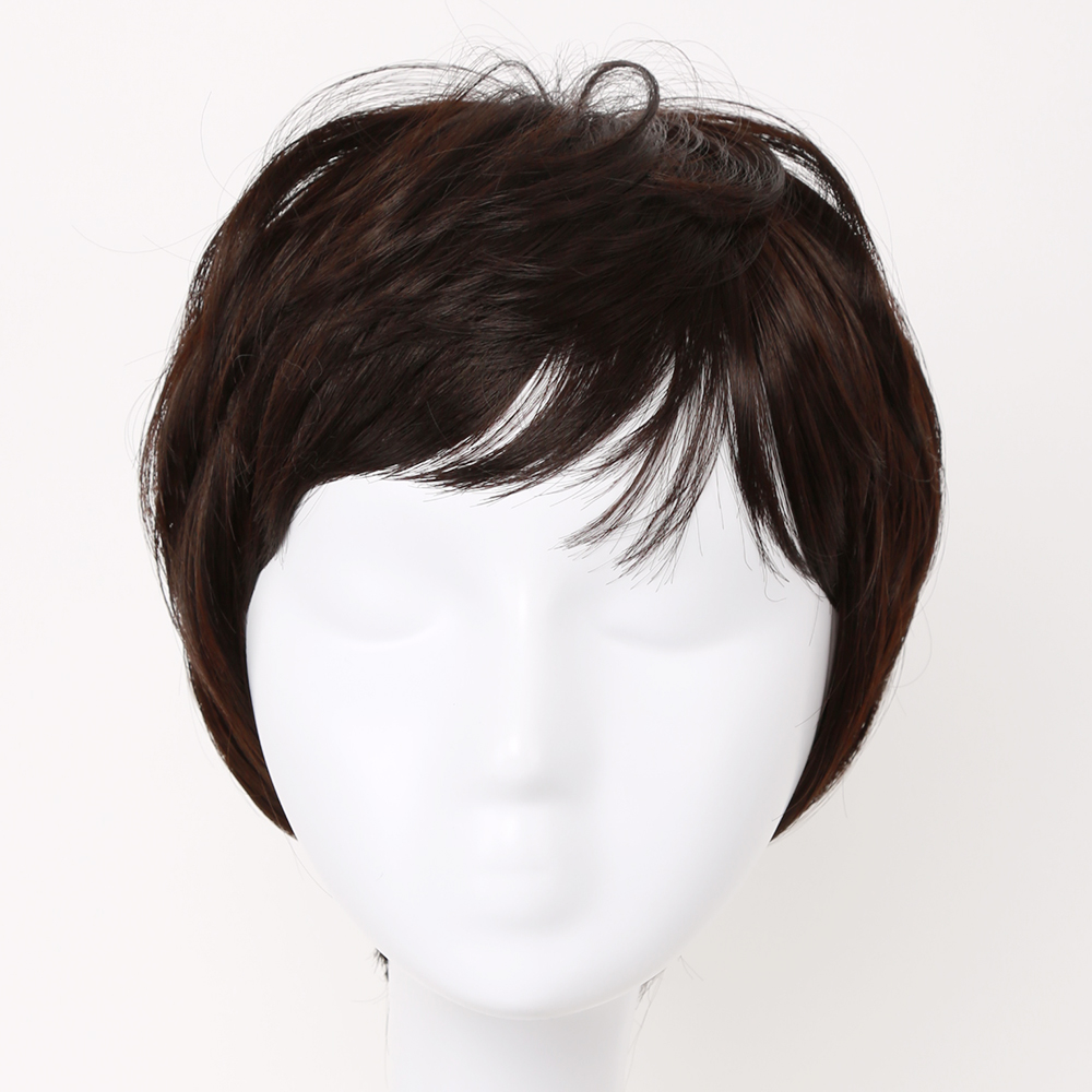 igennki Women Girls Short Straight Dark Brown Wig Ideal for Medical Hair Loss+ Wig Cap IU7162X-N4