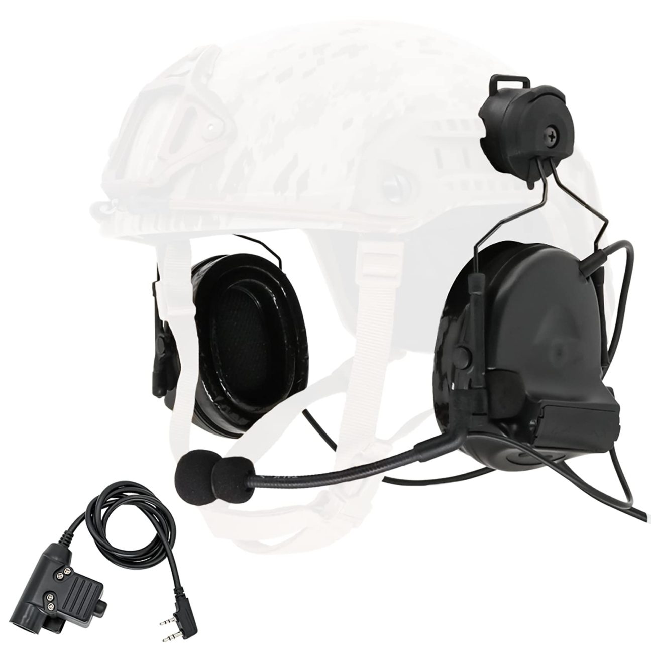 Tactical Headset with ARC Rail Adapter Hearing Protection with Gel Ear
