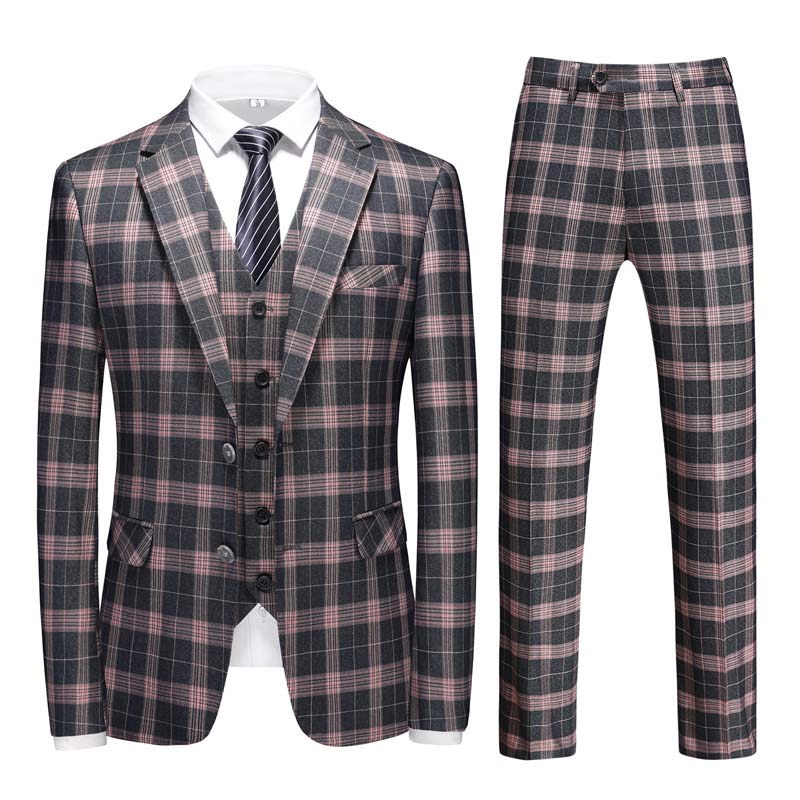 Traje tres piezas casual y cómodo cuadros bicolor