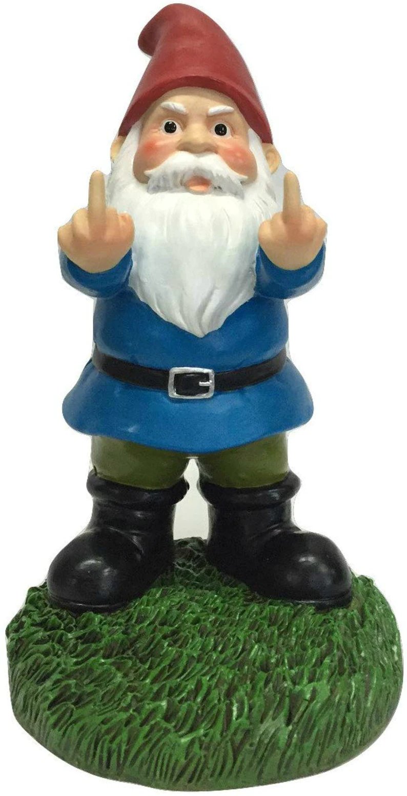 The Original Double Bird Garden Gnome Statue Middle Finger image 2