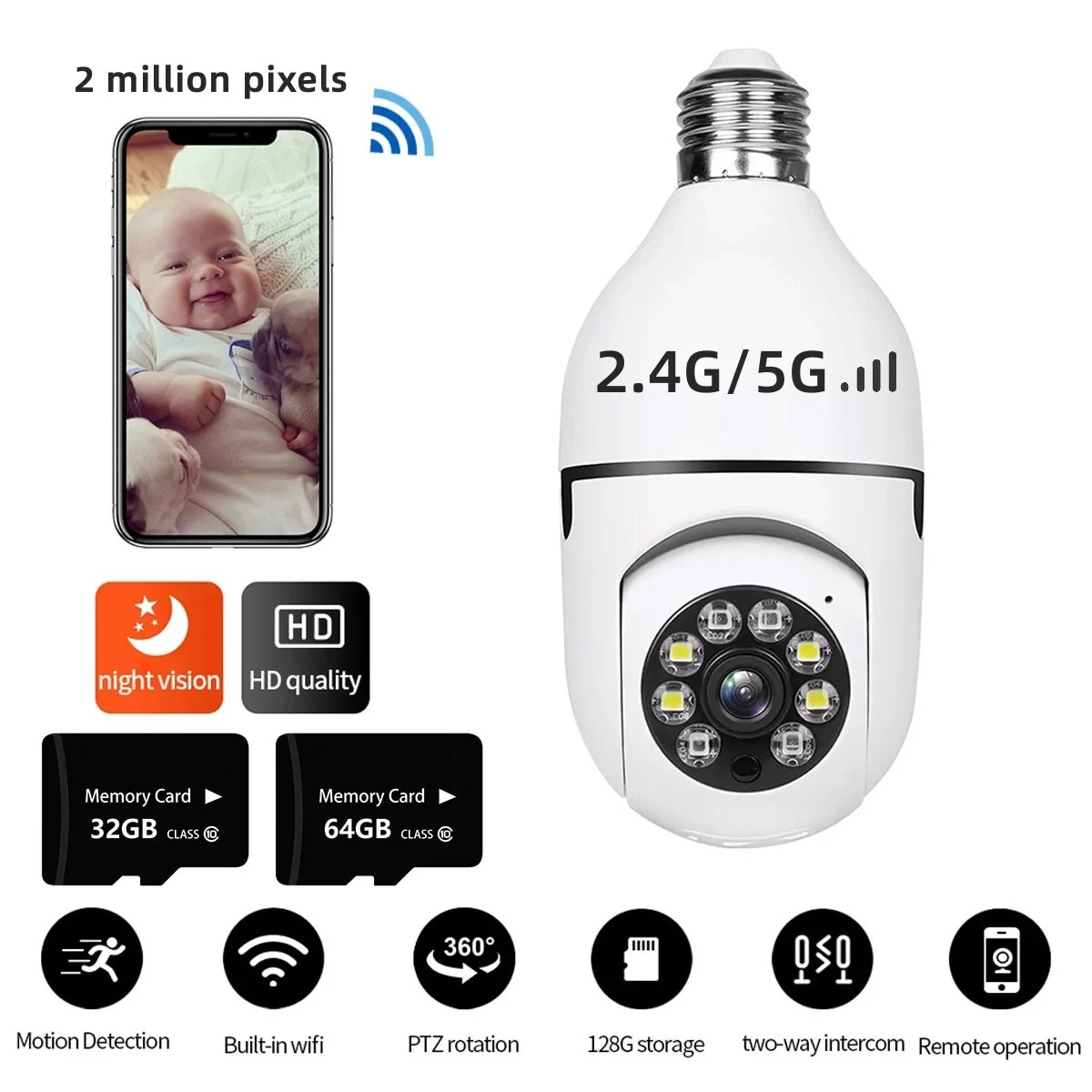🔥Last Day Promotion 49% OFF🔥5G Wireless Wifi Light Bulb Security Camera