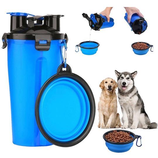 New 2-In-1 Pet Travel Water & Food Bottle with Foldable Bowls Bottle
