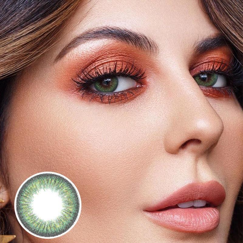 eveVeye Rainbow Iris Green Prescription Contact Lenses 1 Year