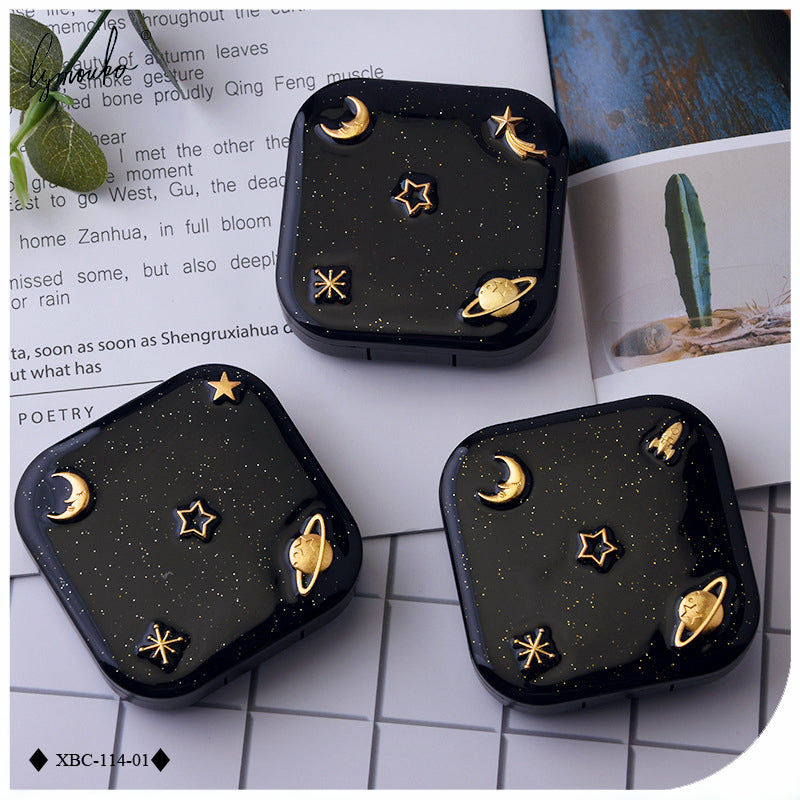 Moon Star Space Black with Mirror Contact Lens Case-everylenses