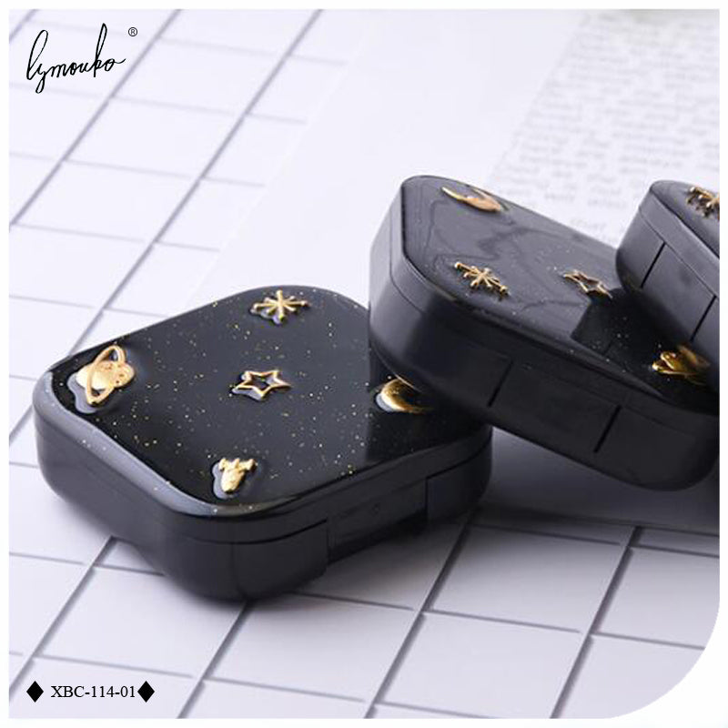 Moon Star Space Black with Mirror Contact Lens Case-everylenses