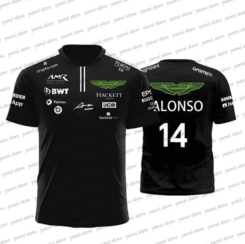 2023 F1 Formula one Aston black racing suit shirt ALONSO 14 size S-5XL