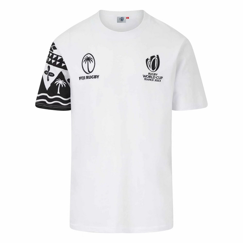 World Cup 2023 Fiji white black Rugby shirt size S-5XL