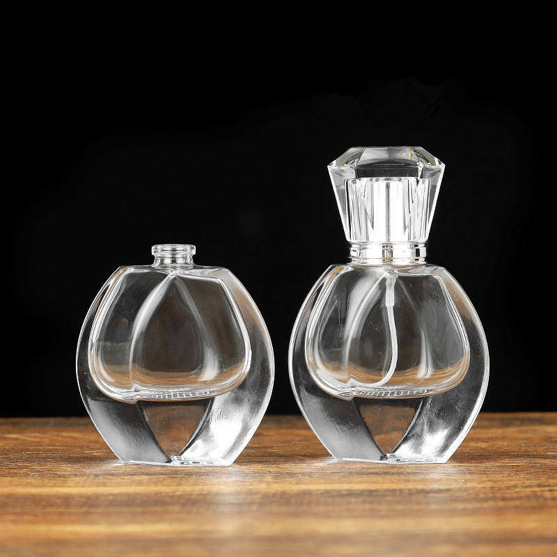 30ml Flat Oval Clear Glass Fragrance Cologne Spray Bottle, Empty Refillable with 15mm Crimp Neck