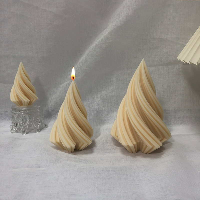 Rotating Cone Candle Mold Silicone Artistic Abstraction Stripe Candle
