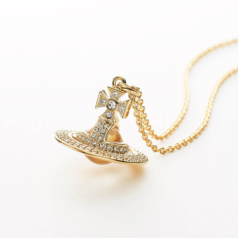 SORADA Multi-Row Diamond Saturn Necklace