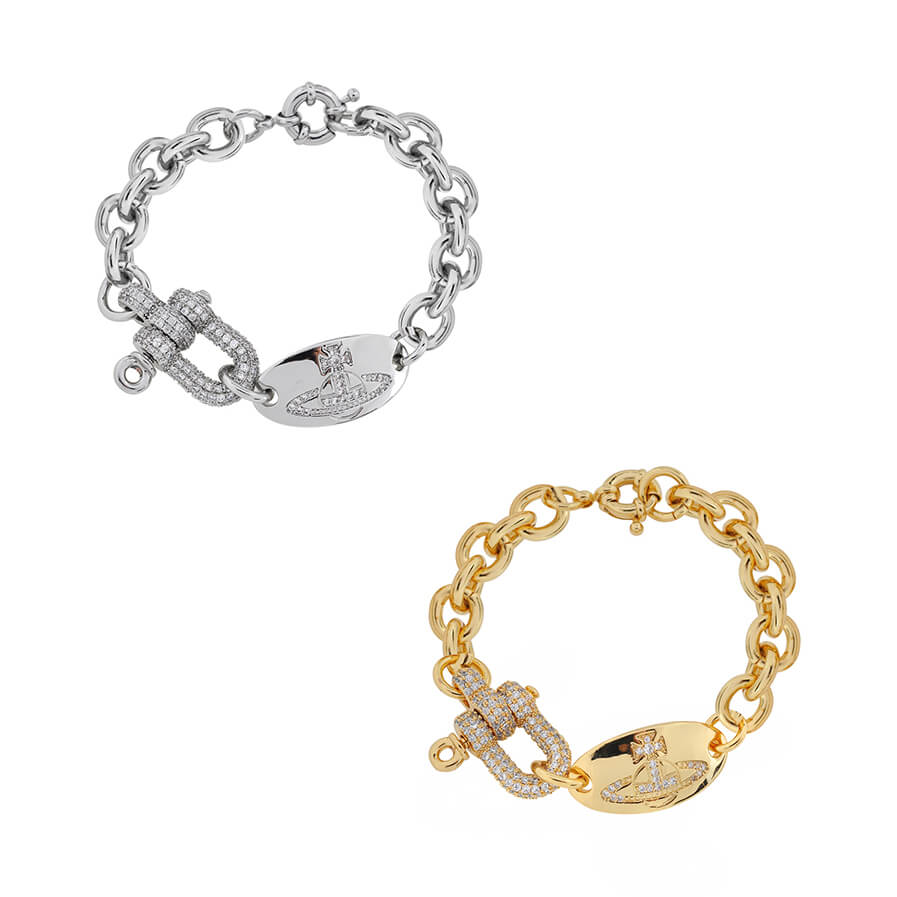 Full diamond u-buckle chain bracelet