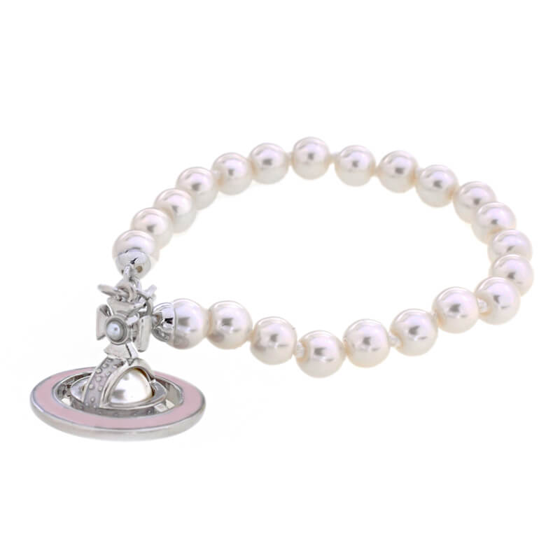 Simonetta embossed pearl lacquered Saturn bracelet
