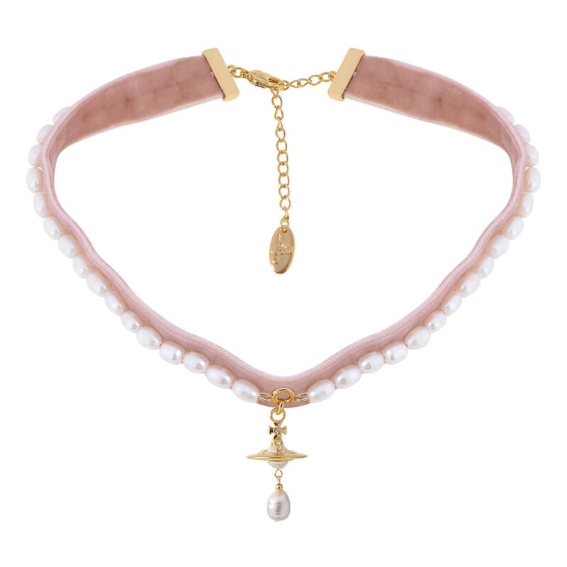 ALEKSA Baroque pearl ribbon chocker