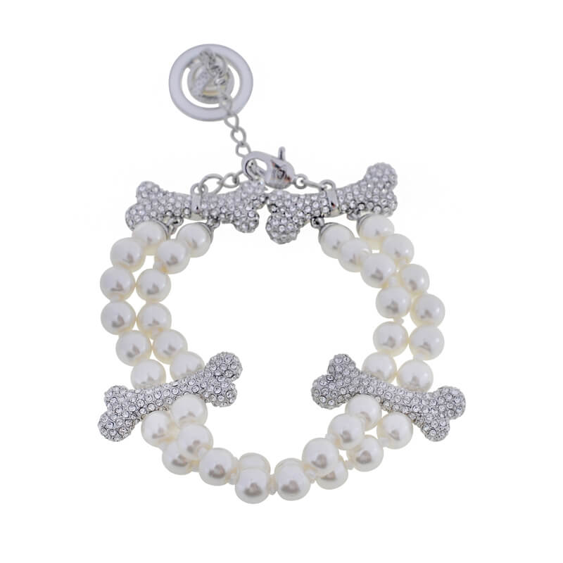 FAUSTINE bone double row pearl bracelet