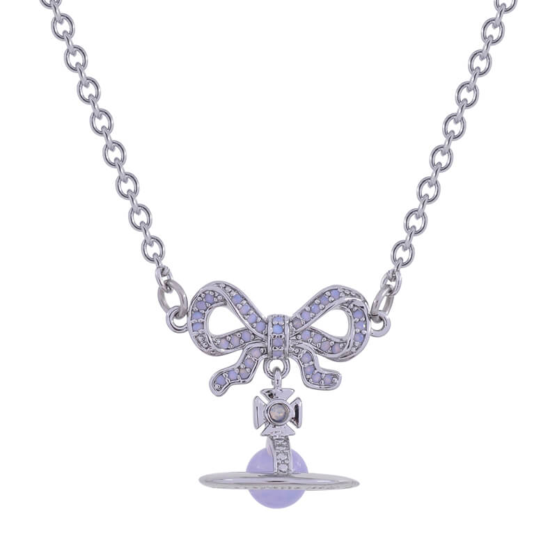 OCTAVIE three dimensional diamond necklace with bow