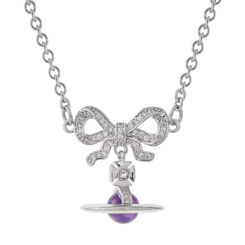 OCTAVIE three dimensional diamond necklace with bow