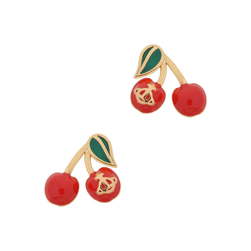 Baked cherry half face earrings