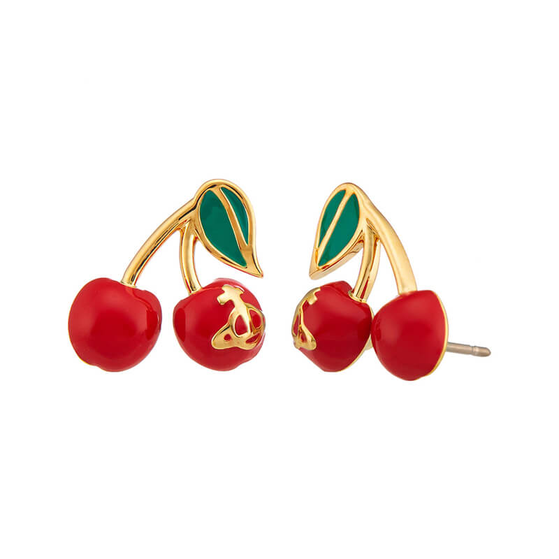 Baked cherry half face earrings