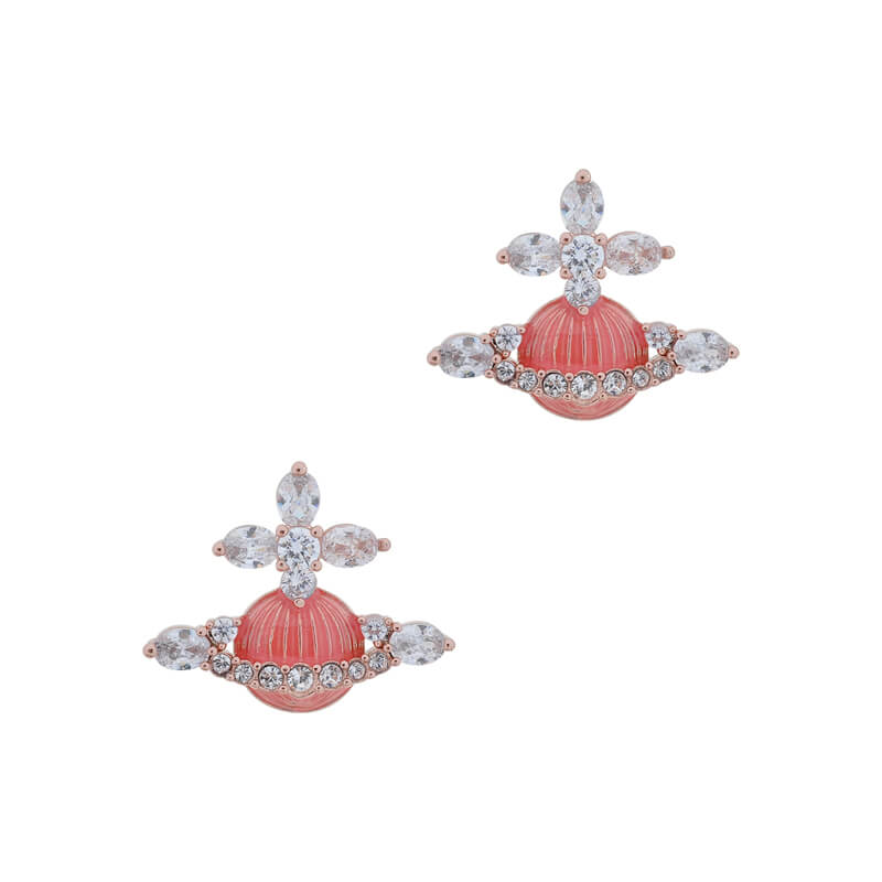 MIREILLE Baked Lacquer Vertical Stripe Saturn Earrings