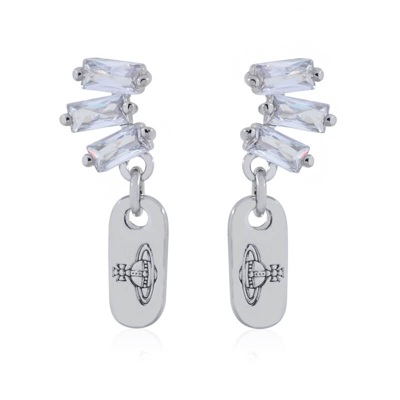 Square Zirconia Tag Earrings