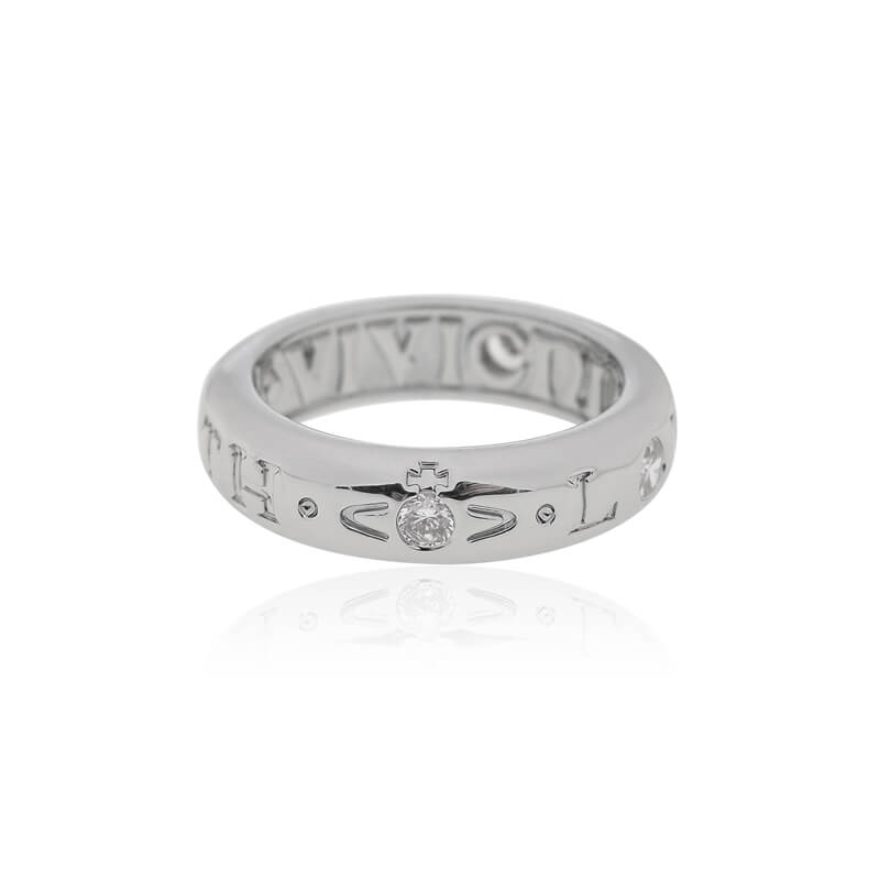 Smooth letter three zircon rings