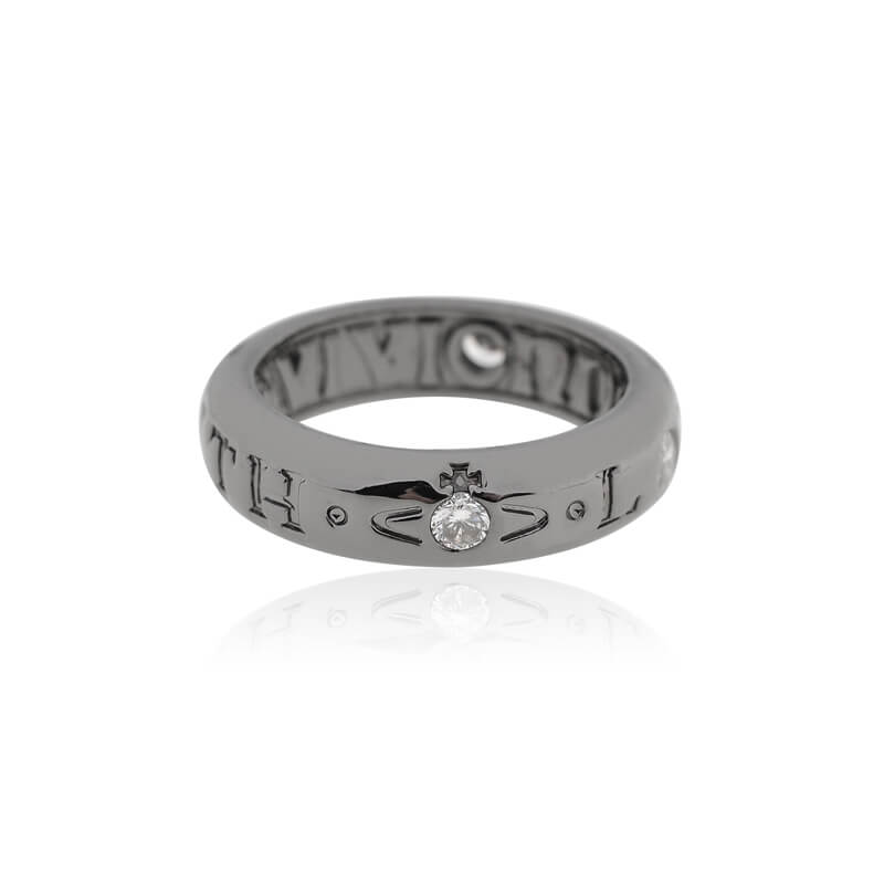 Smooth letter three zircon rings