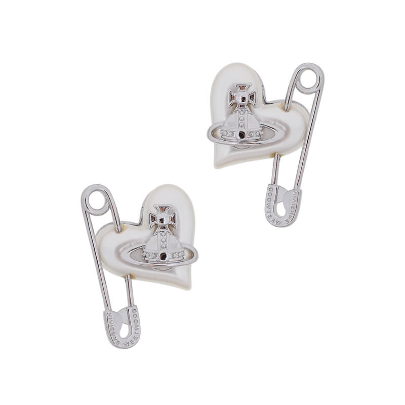 ORIETTA peach heart pearl pin earrings