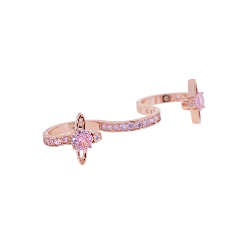 Double Zirconia Saturn S-shaped Rings