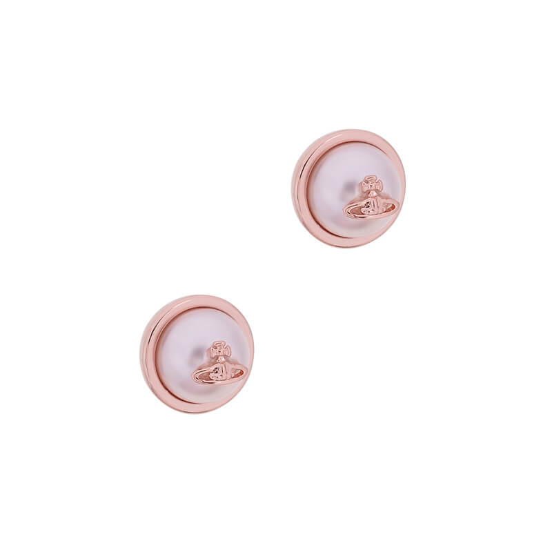 Small Round Pearl Saturn Earrings