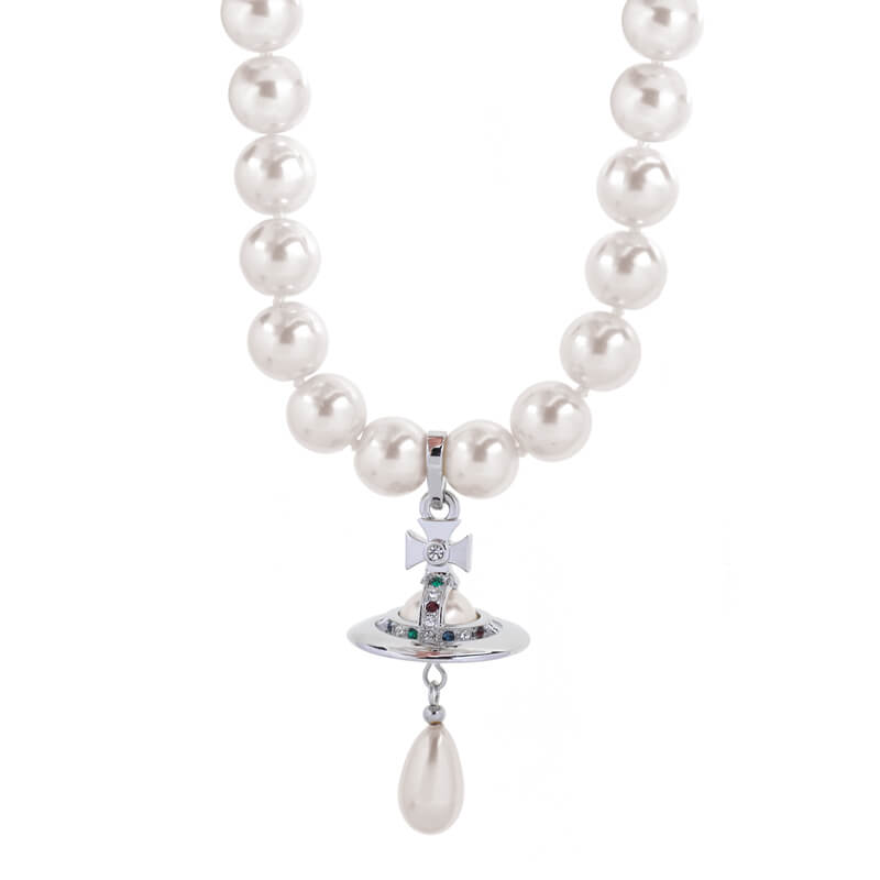 One layer three-dimensional Saturn pearl necklace