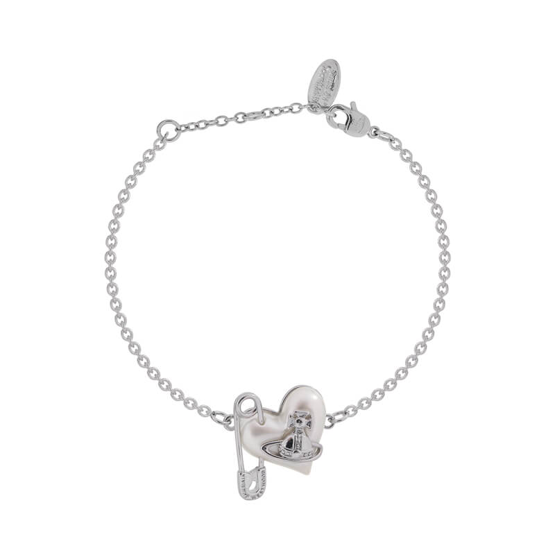 ORIETTA peach heart pearl pin bracelets