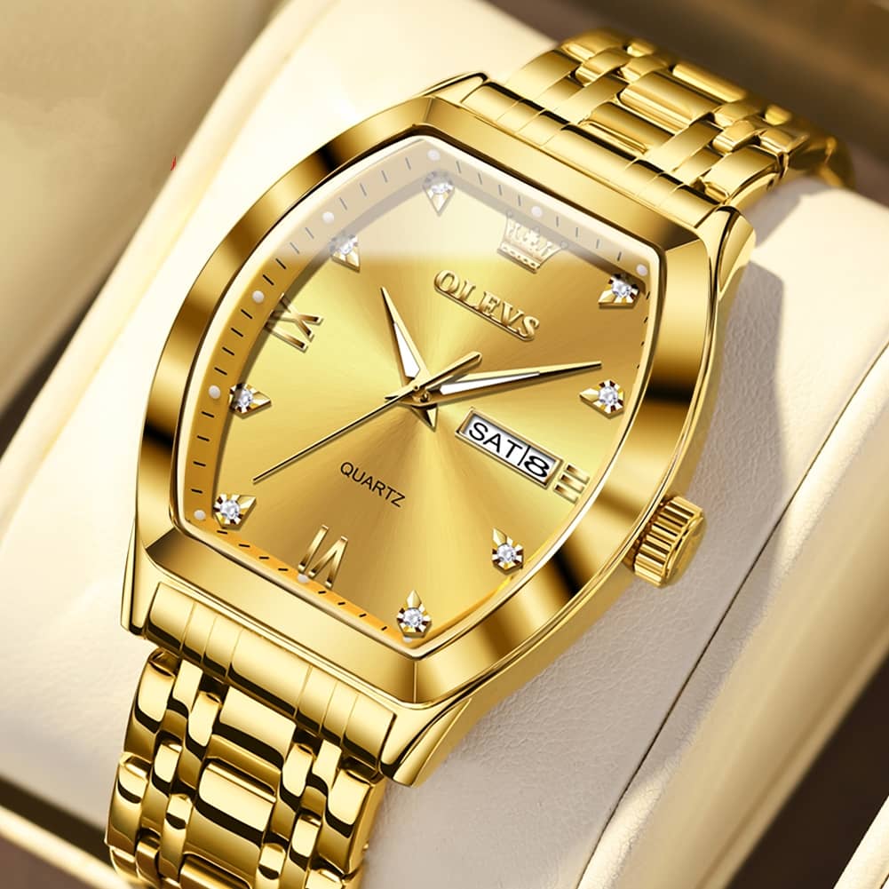 Tonneau Dial Quartz Watch Luxury Diamond  Elegant Stainless steel Waterproof Luminous 