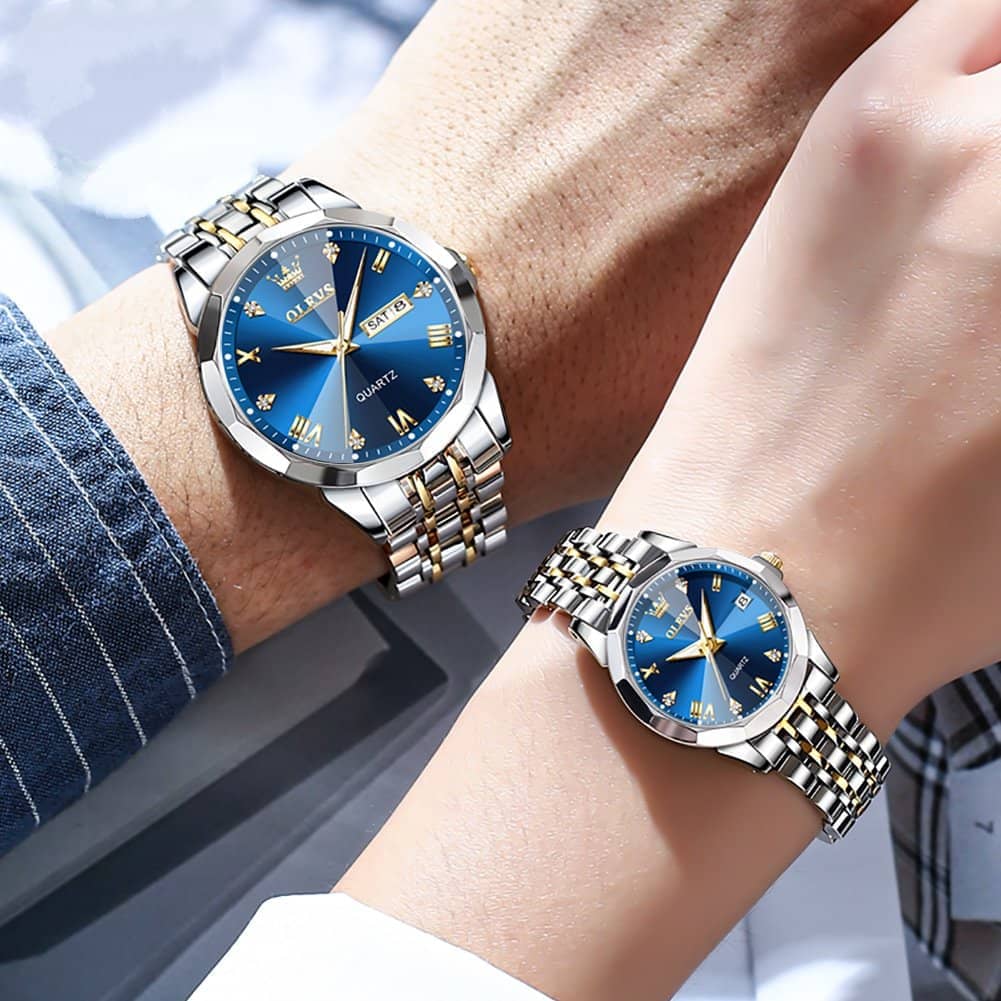 Free Shipping Couple Watch Set for His Hers Wristwatch Stainless Steel Strap Lover's Watch Gifts