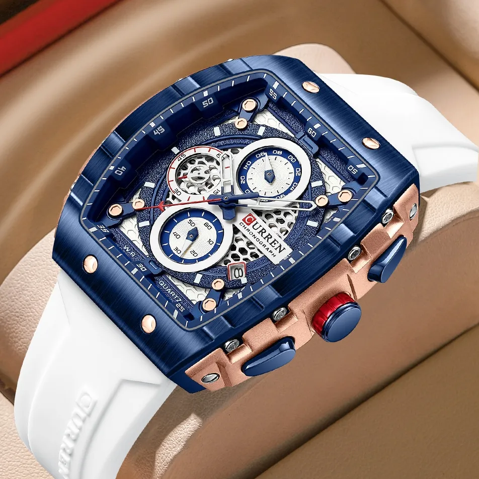  Luxury Square Quartz Wristwatch  Waterproof Luminous Chronograph Watch 